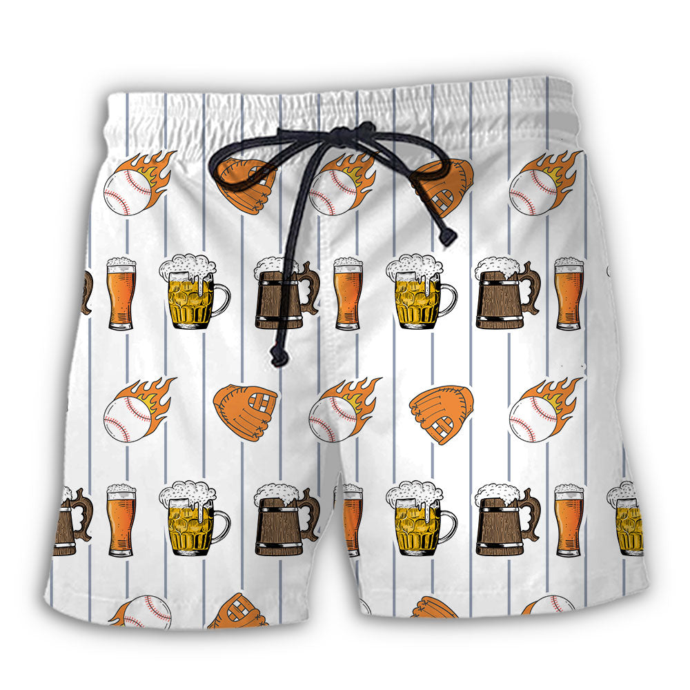 Beer Baseball Beach Shorts For Island Getaways And Weekend Casual Style