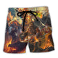 Blacksmith Craftsman Fire Beach Shorts Artwork Detail For Casual Warm Weather Outfits