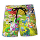 Easter Dinosaurs T Rex Funny Egg Theme Beach Shorts For Summer Vacation And Coastal Travel