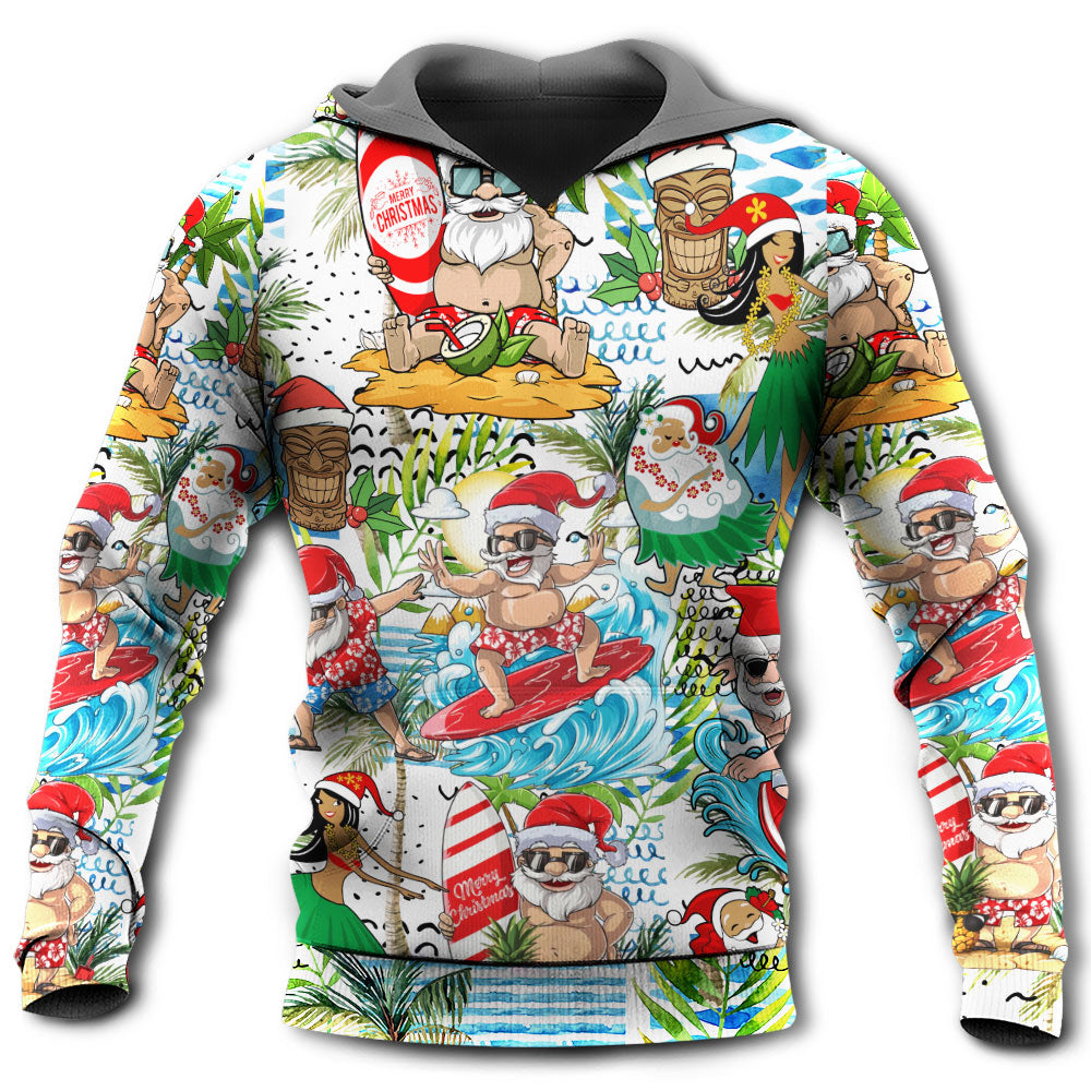 Christmas Santa Aloha Beach Vibe Hoodie For Holiday Parties Weekend Outings And Cheerful Gift Giving