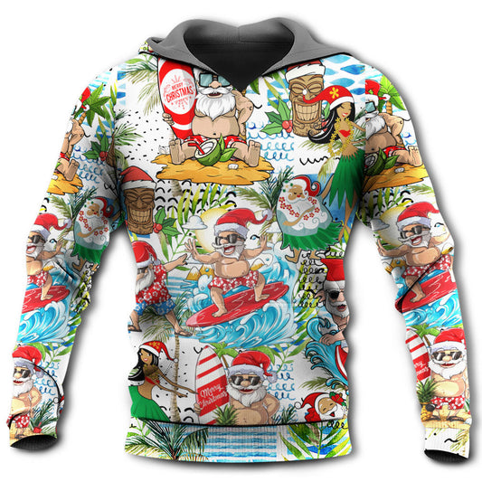 Christmas Santa Aloha Beach Vibe Hoodie For Holiday Parties Weekend Outings And Cheerful Gift Giving