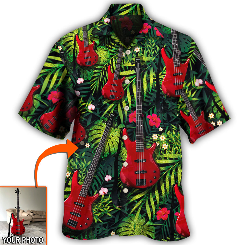 Tropical Guitar Various Custom Photo Hawaiian Shirt Artwork Detail For Resort Trips And Outdoor Activities