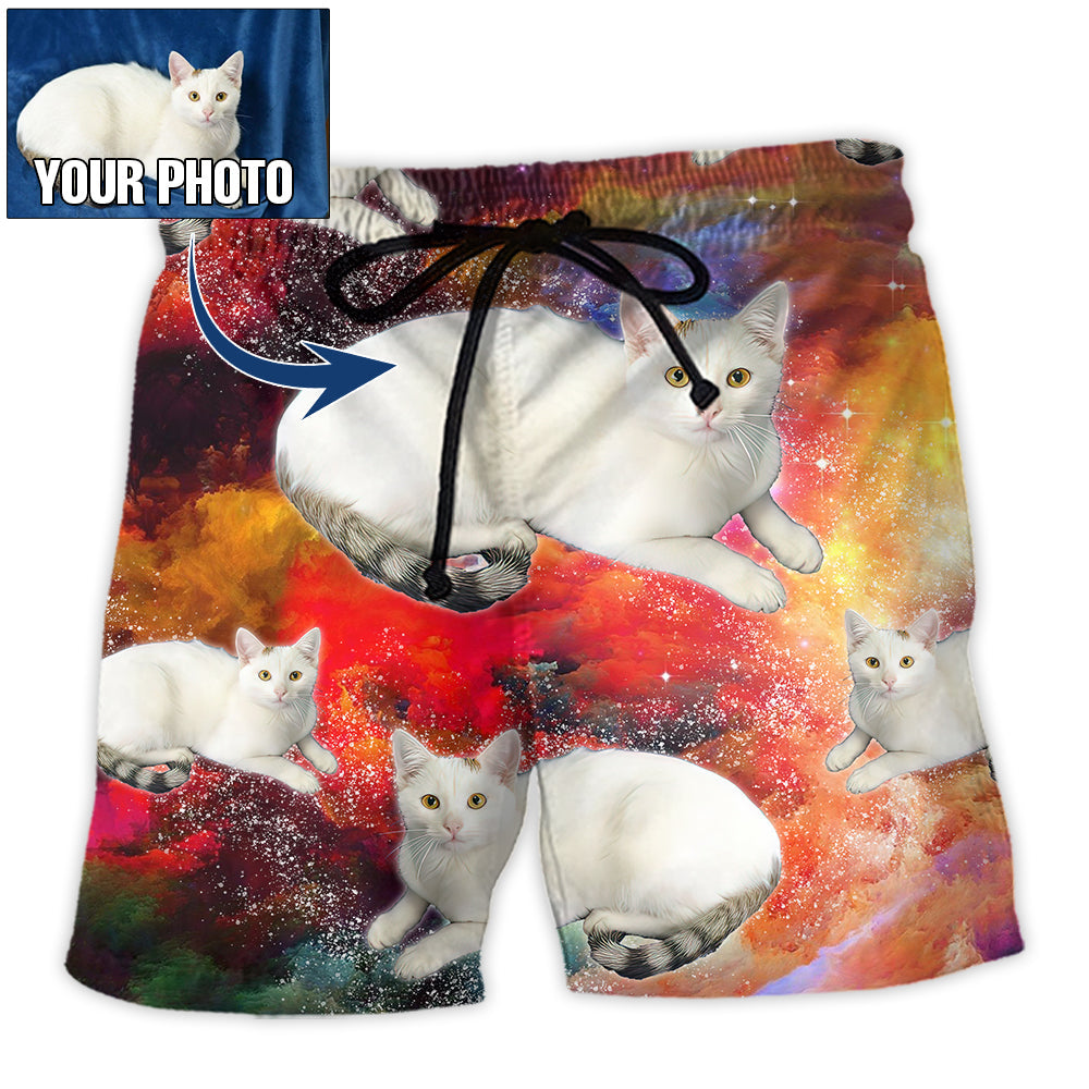 Cat Lover Various Style Personalized Photo Beach Shorts For Beach Trips And Relaxed Vacation Styling