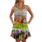 Horse Racing Don't Look Back V-Neck Sleeveless Cami Dress For Festivals Travel And Relaxed Casual Summer Wear