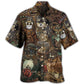 Retro Steampunk Owl Mechanical Hawaiian Shirt Summer Design Detail For Coastal Travel