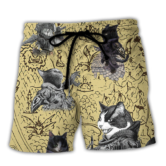 Cat Warrior Strength Art Beach Shorts For Sunny Getaways And Gifting