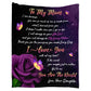 Purple Rose Butterfly Dear Mom Letter Flannel Blanket For Cozy Bedroom Sofa Decor