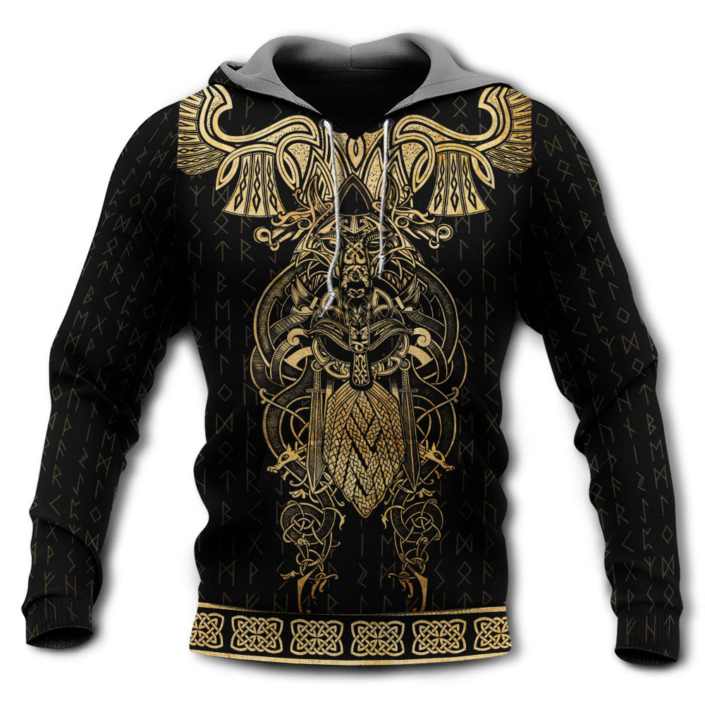Yellow Viking Warrior Raven Symbol Hoodie For Norse Themed Outfits Weekend Travel And Relaxed Comfort