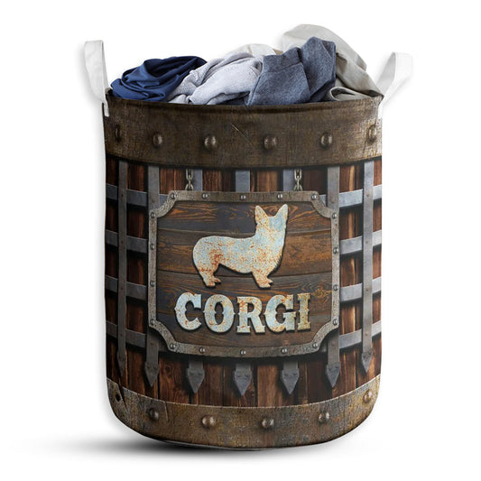 Small Size Corgi Vintage Laundry Basket For Bathroom Bedroom Storage