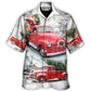 Red Truck Christmas Santa Winter Hawaiian Shirt Artwork Detail For Tropical Trips And Casual Outings