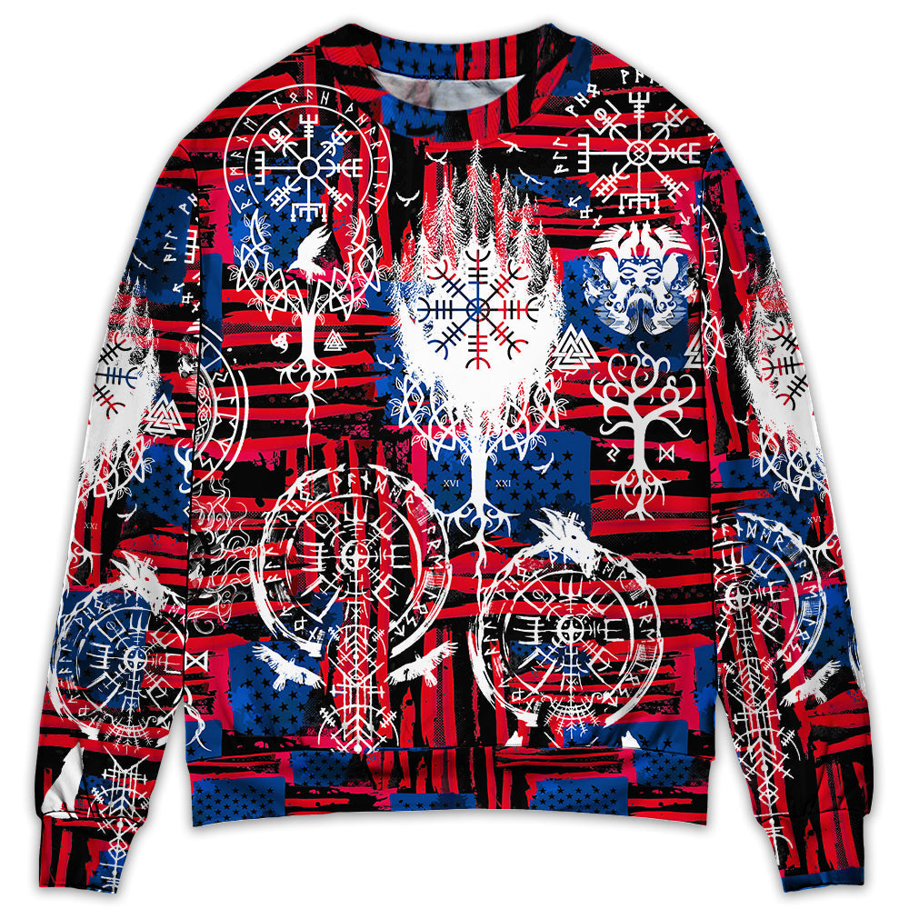 Viking Independence Day Compass Symbol Sweater For Weekend Adventures Outdoor Events And Thoughtful Gifts