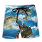 Fishing Blue Wave Ocean Style Beach Shorts For Beach Days And Coastal Travel