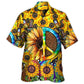 Bohemian Sunflower Peace Sign Hawaiian Shirt For Poolside Relaxation And Sunny Getaways
