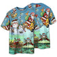 Cute Santa Christmas Short Sleeve Pajamas Set For Holiday Travel And Comfortable Home Wear