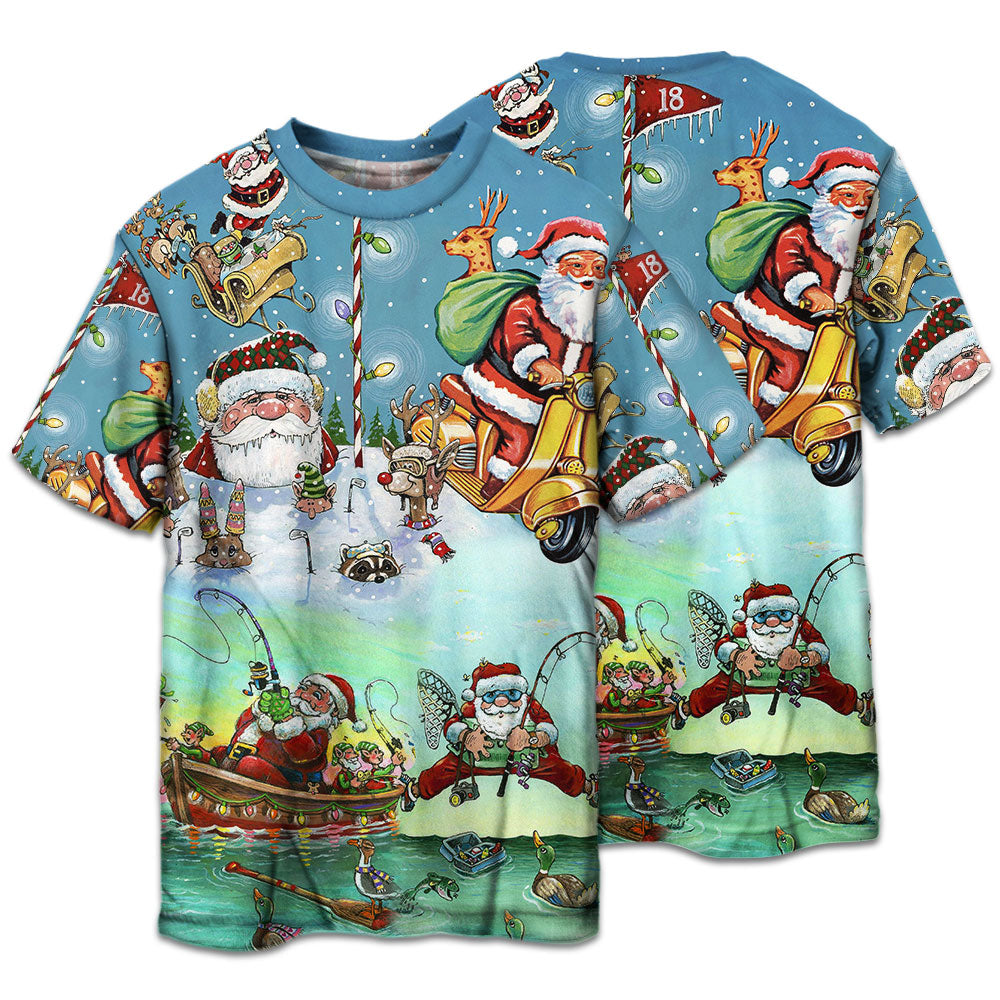 Cute Santa Christmas Short Sleeve Pajamas Set For Holiday Travel And Comfortable Home Wear