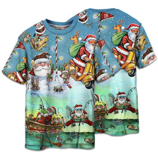 Cute Santa Christmas Short Sleeve Pajamas Set For Holiday Travel And Comfortable Home Wear