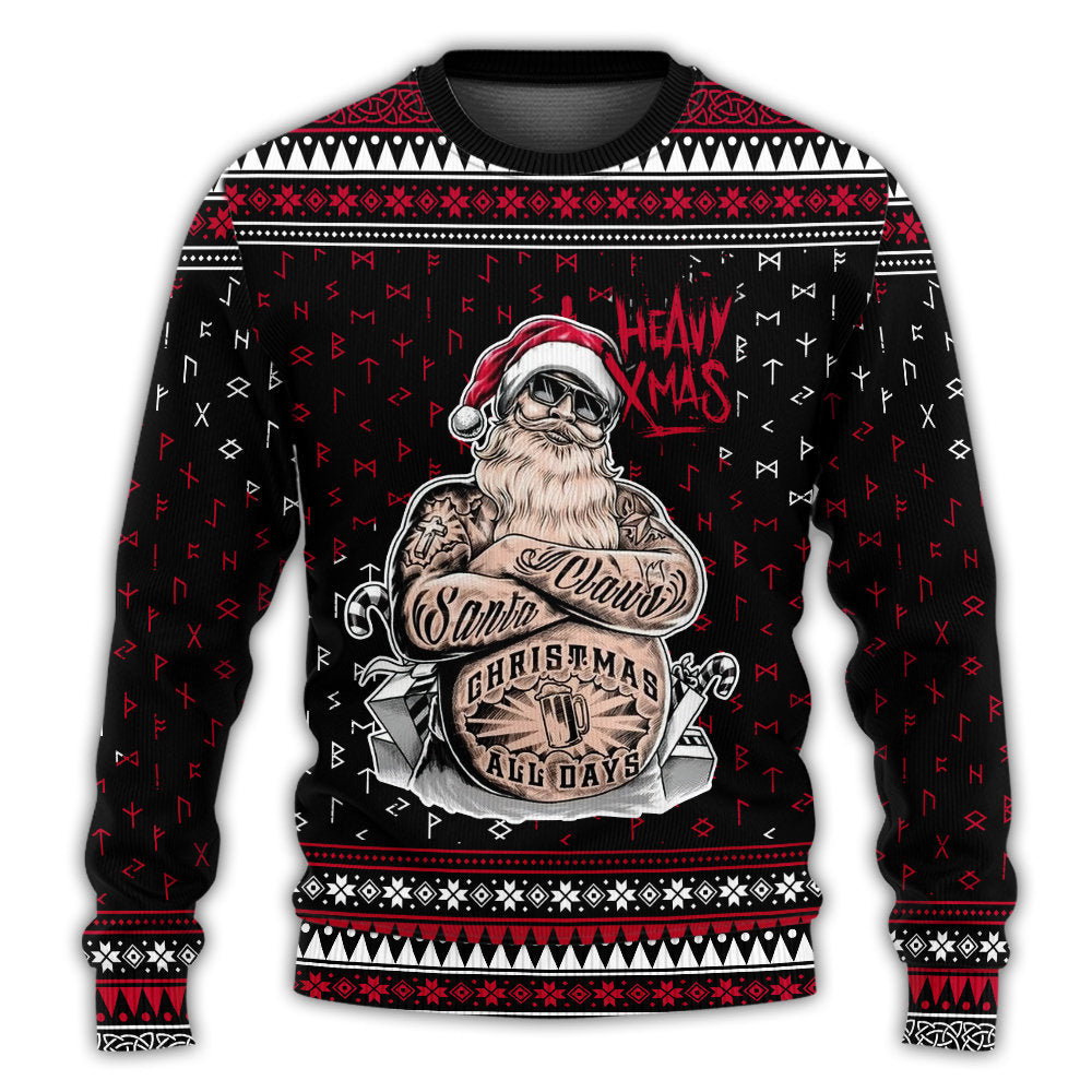 Tattoo Santa Funny Merry Christmas Sweater For Holiday Parties Family Gatherings And Seasonal Gift Giving