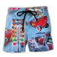 Santa Drag Racing Christmas Fun Beach Shorts Print Detail For Festive Outdoor Gatherings
