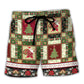 Christmas Santa Tree Beach Shorts For Resort Getaways And Weekend Casual Style
