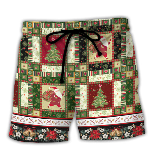 Christmas Santa Tree Beach Shorts For Resort Getaways And Weekend Casual Style