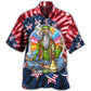 Patriotic Hippie Freedom Independence Hawaiian Shirt For Patriotic Events, Summer Travel, And Casual Outdoor Wear