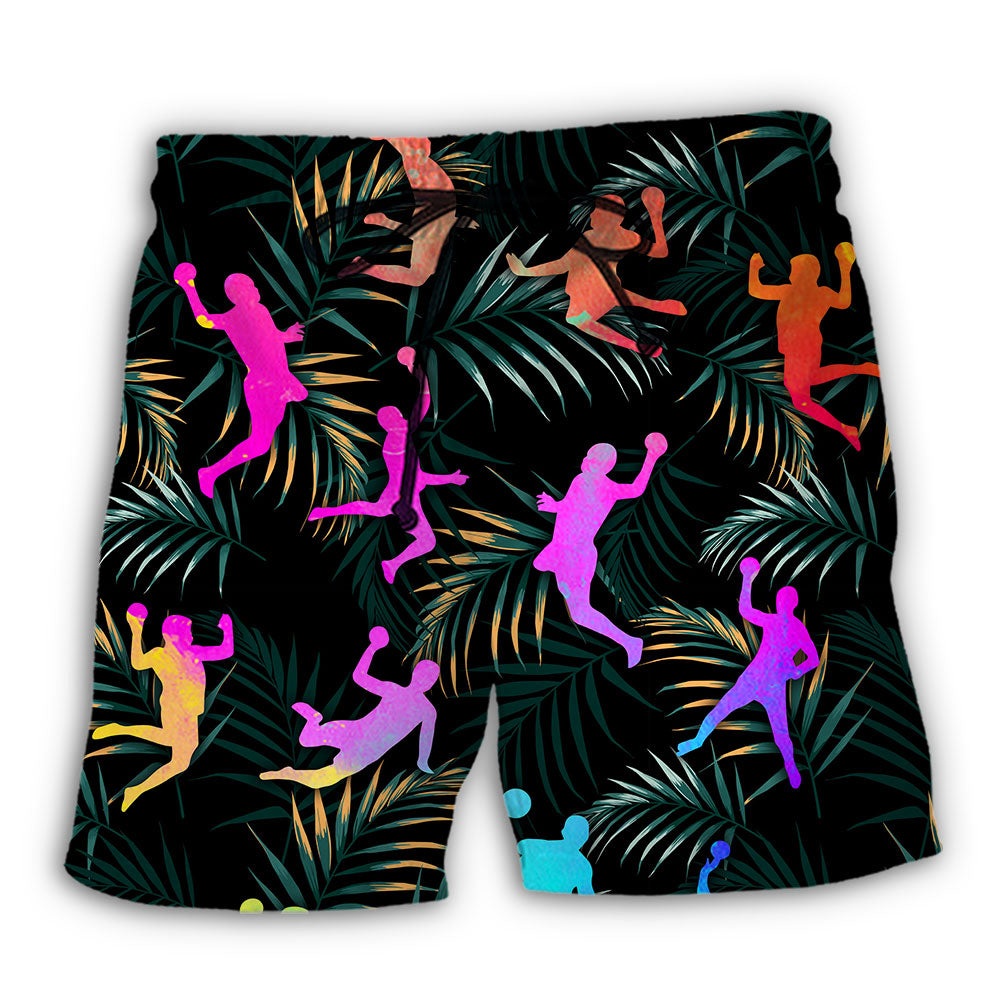 Colorful Tropical Handball Beach Shorts For Resort Getaways And Everyday Comfort