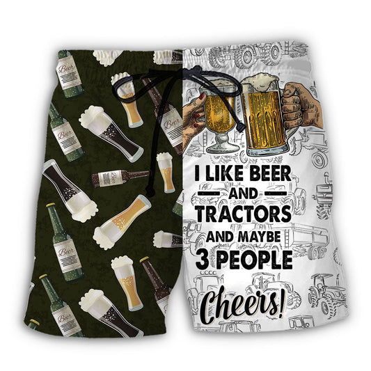 Beer And Trators And Maybe 3 People Beach Shorts For Cookouts And Relaxed Summer Gatherings