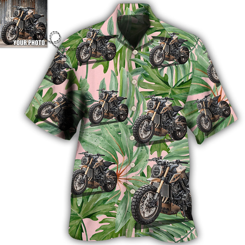 Motorcycle Personalized Photo Hawaiian Shirt Pattern Detail For Vacation Style