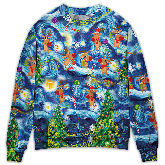 Christmas Dancing Reindeer Happy Sweater For Festive Parties Family Photos And Comfortable Seasonal Wear