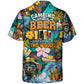 Funny Camping Bear Beer Sitting Woods Hawaiian Shirt For Outdoor Relaxation, Island Trips, And Warm Weather Activities