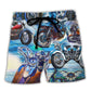 Coastal Blue Motorcycle Beach Shorts For Poolside Relaxation And Easy Warm Weather Wear