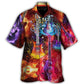 Colorful Guitar Acoustic Music Hawaiian Shirt Pattern View For Lightweight Everyday Style