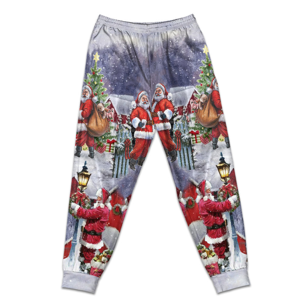 Merry Christmas Santa Holiday Arrival Short Sleeve Pajamas Set For Holiday Travel And Comfortable Home Wear