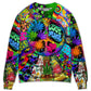 Hippie Alien Frogs Peace Sweater For Creative Spirits Travel Parties And Comfortable Casual Wear