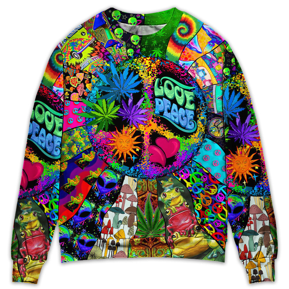 Hippie Alien Frogs Peace Sweater For Creative Spirits Travel Parties And Comfortable Casual Wear