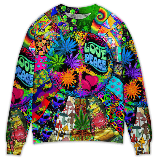 Hippie Alien Frogs Peace Sweater For Creative Spirits Travel Parties And Comfortable Casual Wear