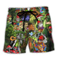 Hippie Mushroom Peace Love Life Art Beach Shorts For Beach Days And Casual Outdoor Wear