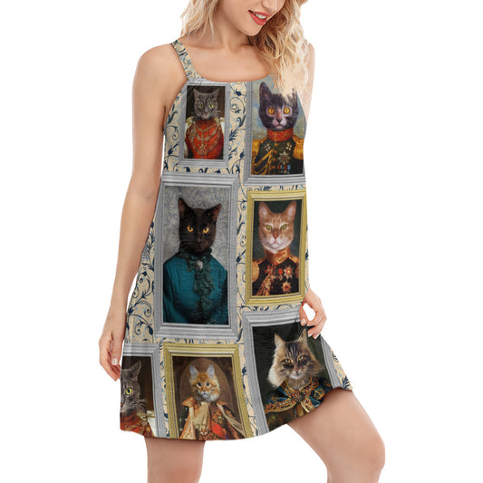 Noble Aristocrat Cat Style – Women's Summer Sleeveless V-Neck Camisole Dress