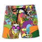 Hippie Skull Peace Life Colorful Art Beach Shorts For Fantasy Fan Beach Days