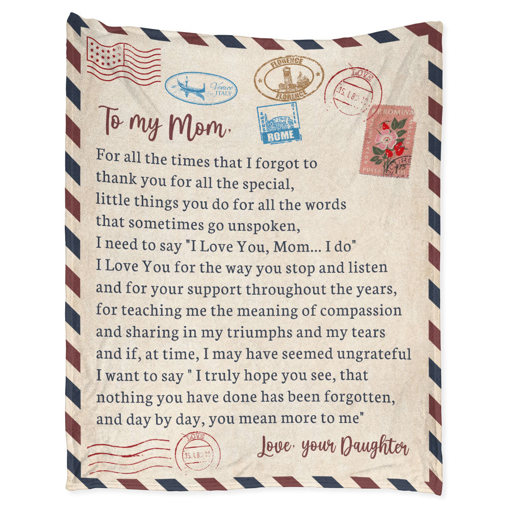 Dear Mom Daughter Love Letter Flannel Blanket For Cozy Bedroom Sofa Decor