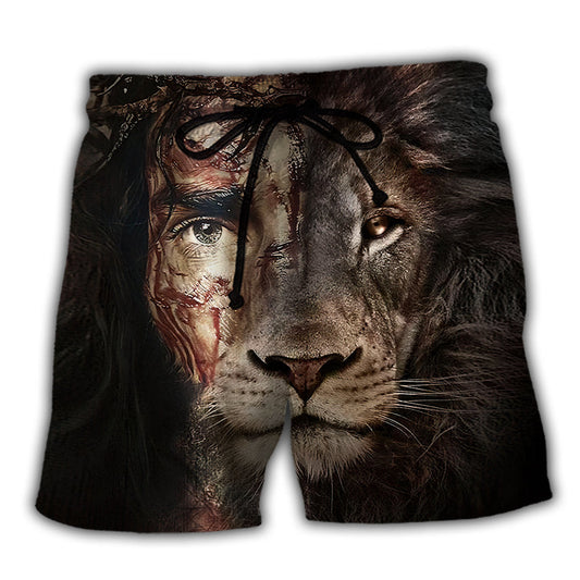 Christian Faith Lion Beach Shorts For Island Getaways And Leisure And Relaxation