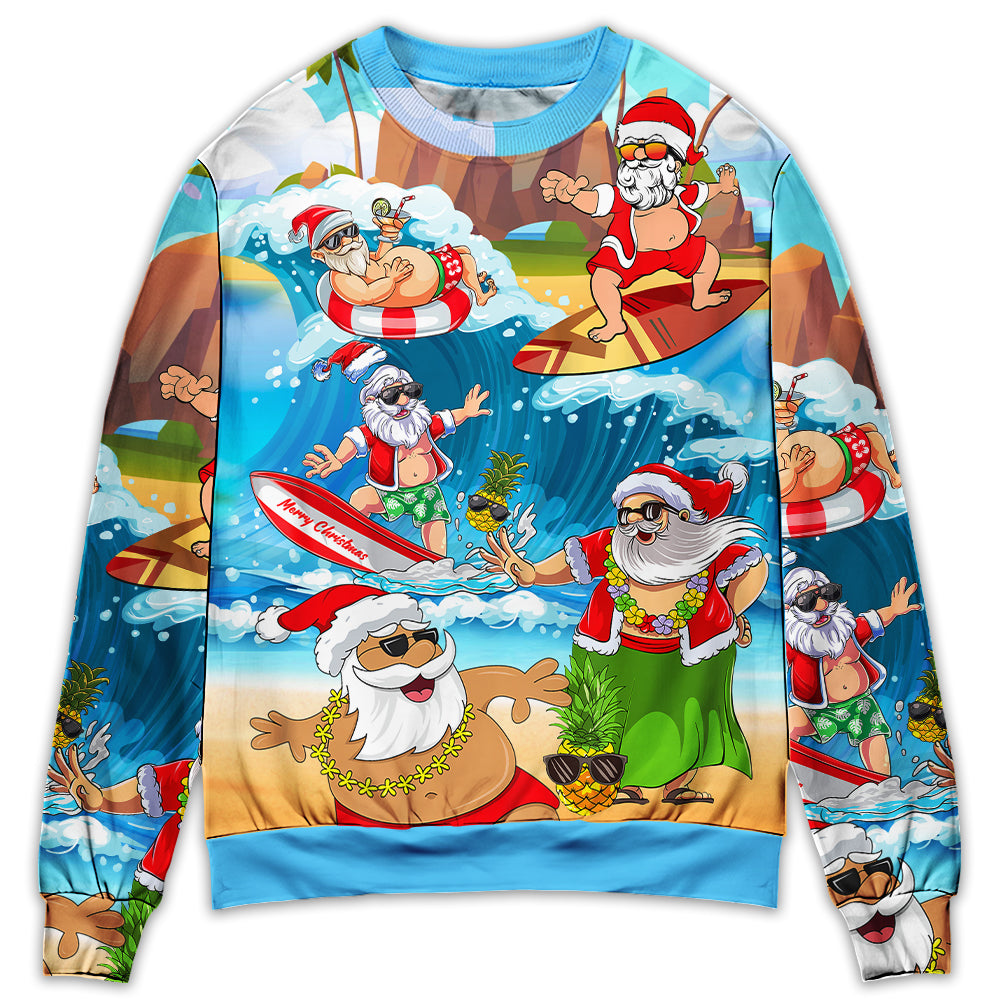 Christmas Santa Beach Play Holiday Funny Sweater For Family Gatherings Winter Travel And Everyday Seasonal Comfort