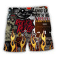 Rock Music Red Flame Chill Beach Shorts For Musicians And Outdoor Comfort