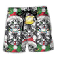 Meowy Christmas Cat Lover Beach Shorts Design View For Comfortable Resort And Beach Styling