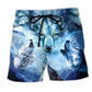 Wolf Fear Makes The Bigger Quote Beach Shorts Pattern View For Wildlife Fans And Beach Days