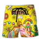 Colorful Music Festival Beach Shorts For Casual Day Trips And Bright Seasonal Outfits