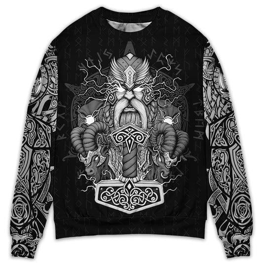 Viking Warrior Thunder Power Sweater For Mythic Art Fans Travel Adventures And Distinctive Gifting