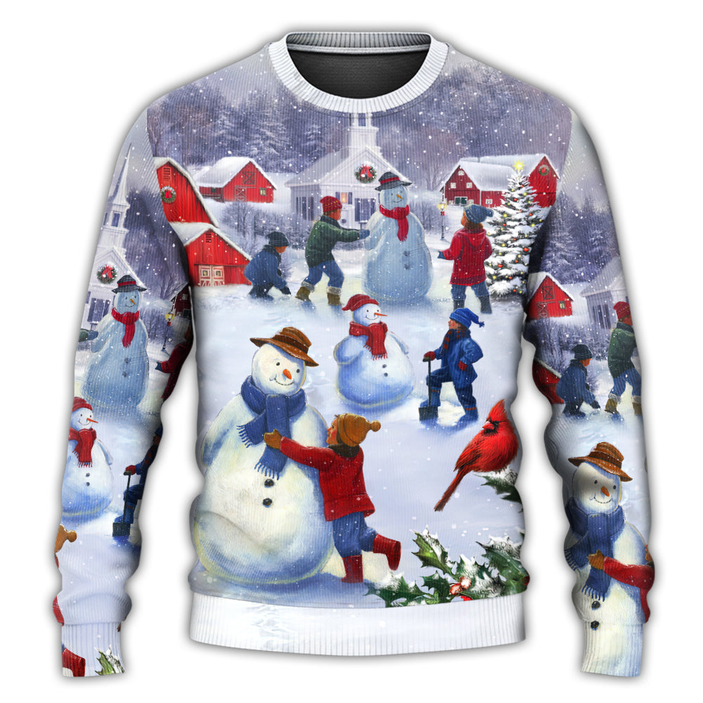 Christmas Children Snowman Town Sweater For Festive Events Weekend Outings And Comfortable Winter Style