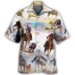 Western Team Roping Horse Hawaiian Shirt For Resort Trips, Coastal Parties, And Warm Weather Style