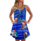 Shark And Santa Funny Holiday – Women's Summer Sleeveless V-Neck Camisole Dress
